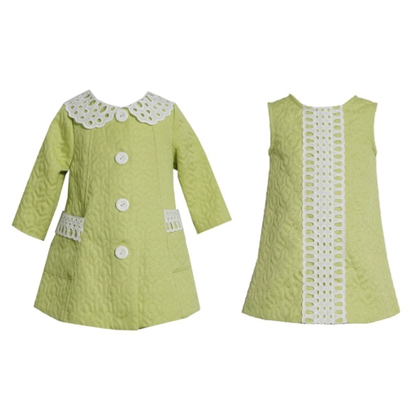 Bonnie Jean Lime Dress & Coat set new - Picture 1 of 3